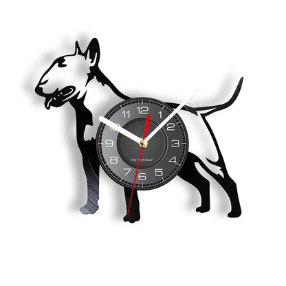 Bullterrier Vinyl Record (WITHOUT LED) Silent Wall Clock Dog Spiral Timepiece Puppy Doggie Pet Wall Gift TRENDYPET'S ZONE