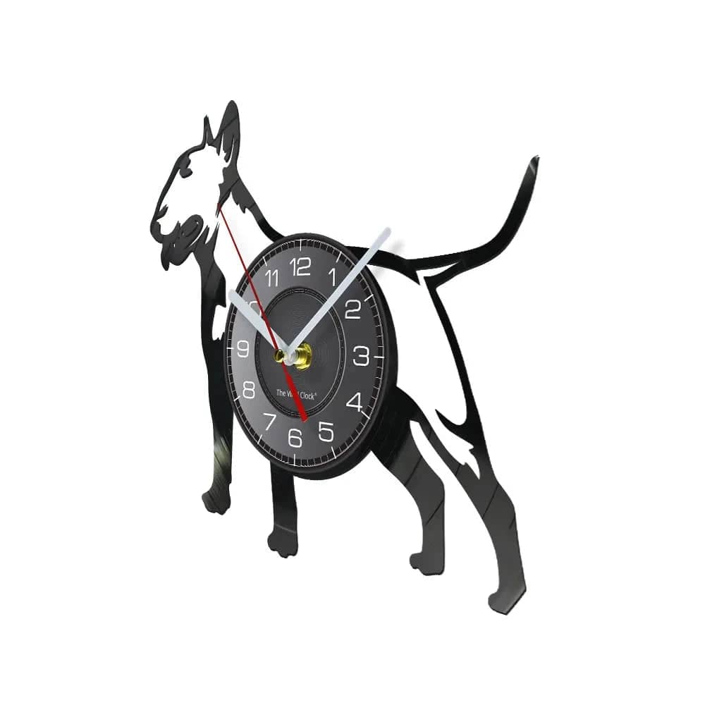Bullterrier Vinyl Record (WITHOUT LED) Silent Wall Clock Dog Spiral Timepiece Puppy Doggie Pet Wall Gift TRENDYPET'S ZONE