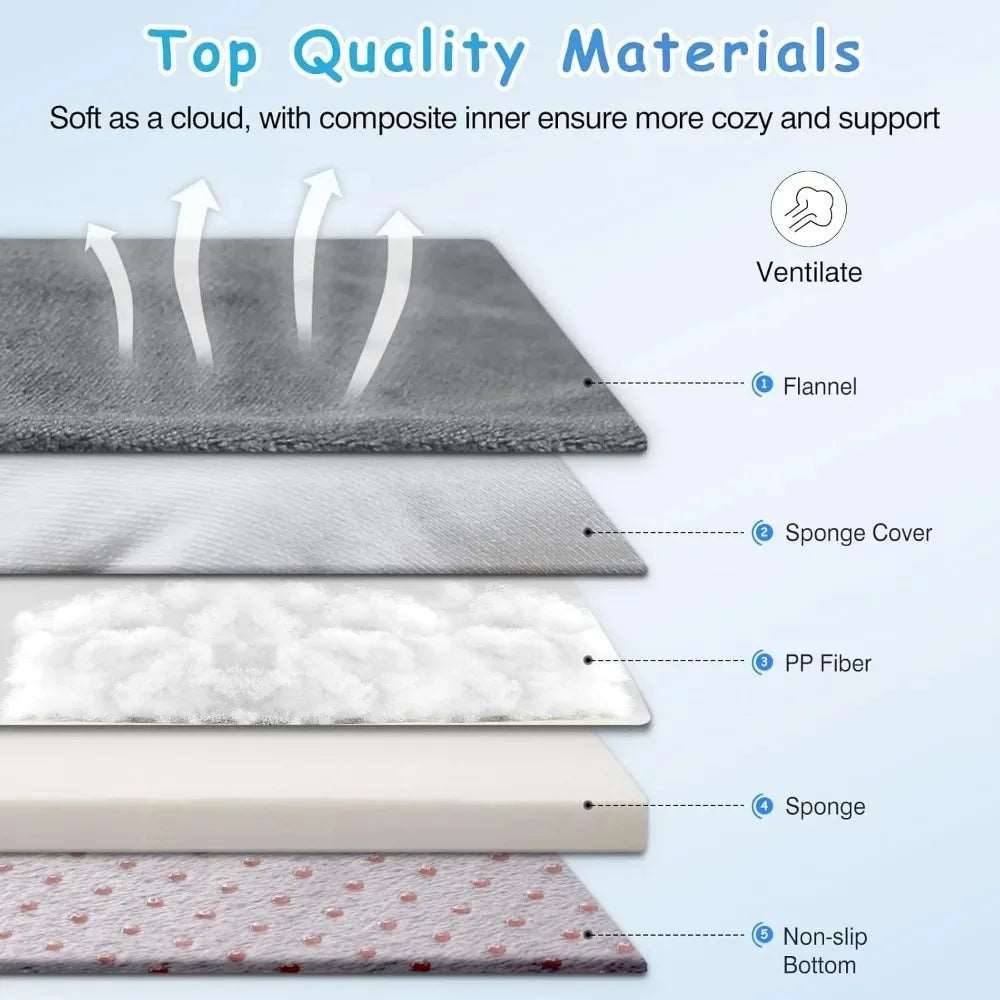 Burgundy Orthopedic Foam Dog Bed with Removable and Washable Cover for Large Dogs, Anti-Slip Bottom Jumbo Size 47" x 39" x 4" TRENDYPET'S ZONE