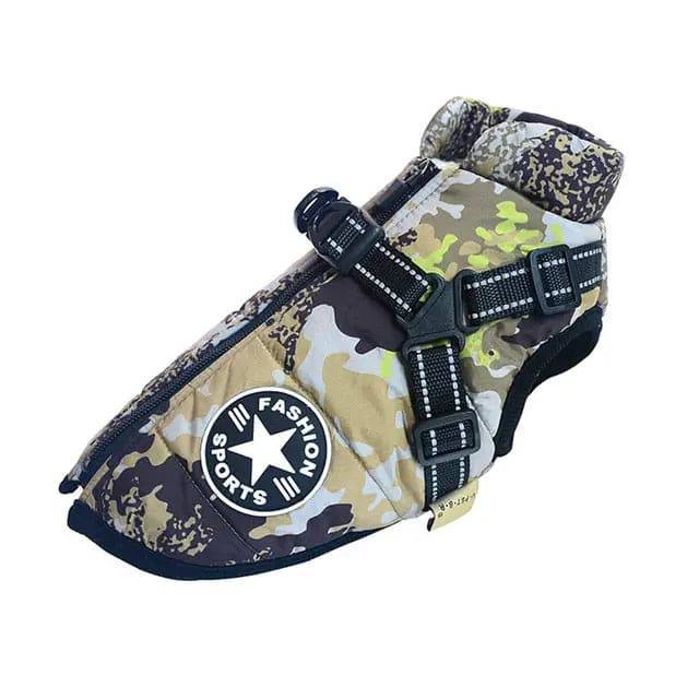Camouflage Winter Pet Clothes For Small Large Dogs Warm Fleece Jacket Waterproof With Harness Clothing Puppy Costume - TrendyPet's Zone