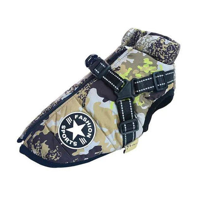 Camouflage Winter Pet Clothes For Small Large Dogs Warm Fleece Jacket Waterproof With Harness Clothing Puppy Costume - TrendyPet's Zone