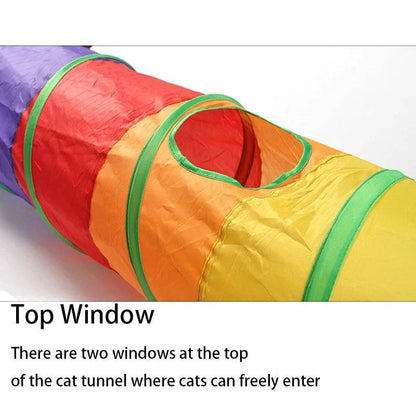 Cat Kitten Tunnel Tubes for Indoor Collapsible Play Toy for Puzzle Exercising Hiding Training and Running with a Red Fun Ball and 2 Holes - TrendyPet's Zone