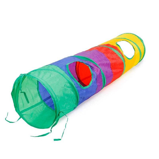 Cat Kitten Tunnel Tubes for Indoor Collapsible Play Toy for Puzzle Exercising Hiding Training and Running with a Red Fun Ball and 2 Holes - TrendyPet's Zone