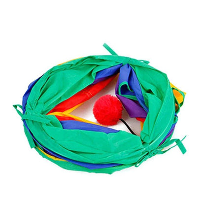 Cat Kitten Tunnel Tubes for Indoor Collapsible Play Toy for Puzzle Exercising Hiding Training and Running with a Red Fun Ball and 2 Holes - TrendyPet's Zone