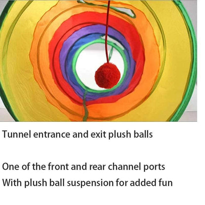 Cat Kitten Tunnel Tubes for Indoor Collapsible Play Toy for Puzzle Exercising Hiding Training and Running with a Red Fun Ball and 2 Holes - TrendyPet's Zone