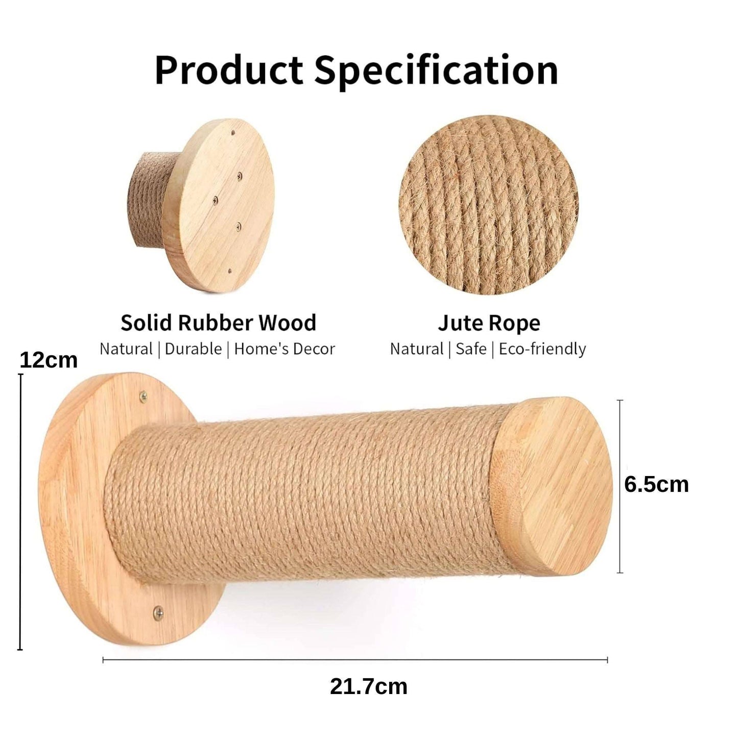 Cat Stairs for Wall Mounted with Jute Scratching Steps for Drywall for Most Kitten, Medium and Large Cats, 2 of Pack - TrendyPet's Zone