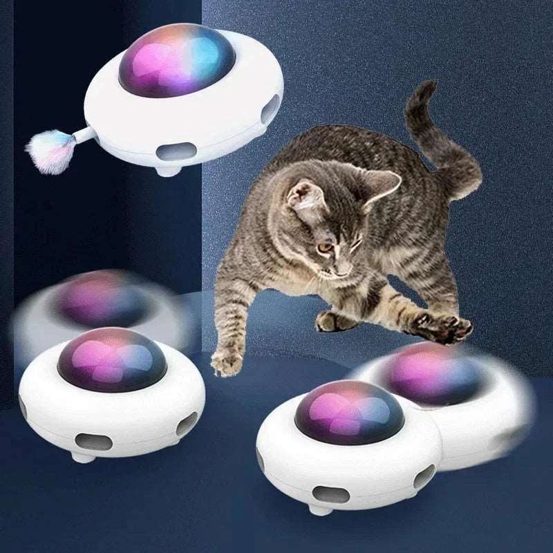 Cat Toy Smart Teaser Pet Turntable Catching Training USB Charging Interactive Auto Replacement Feather - TrendyPet's Zone