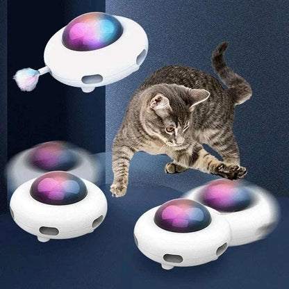 Cat Toy Smart Teaser Pet Turntable Catching Training USB Charging Interactive Auto Replacement Feather - TrendyPet's Zone