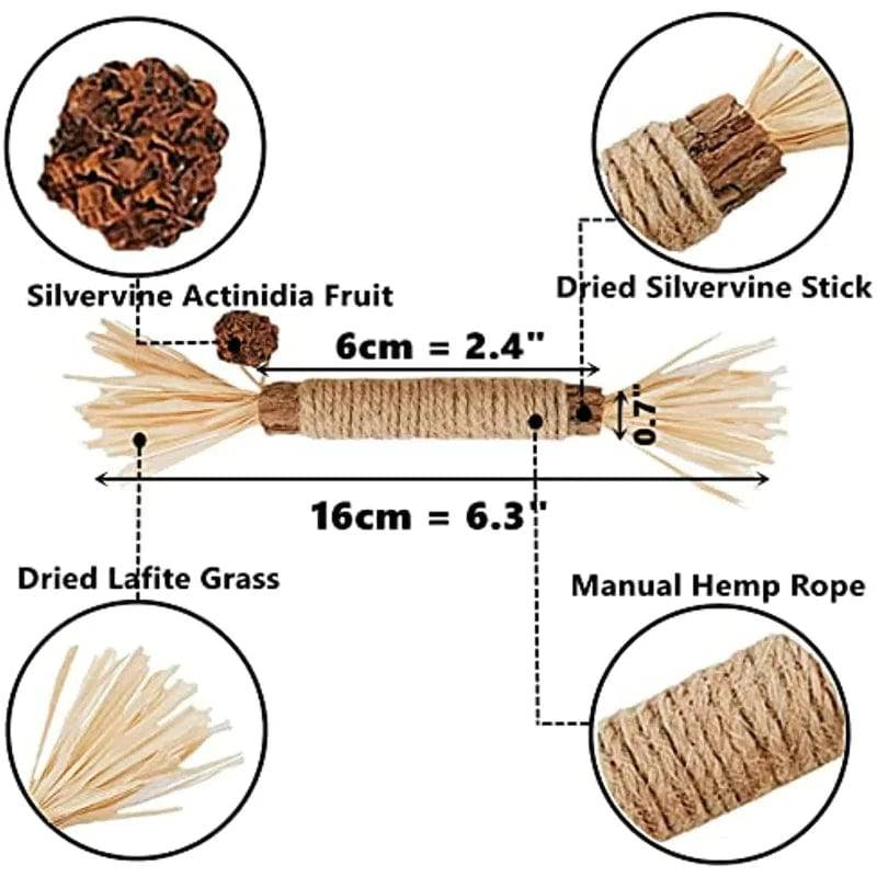 Cat Toys Chew Stick, Kitten Treat Catnip Toy Natural Stuff with Catnip for Cleaning Teeth Indoor Dental - TrendyPet's Zone