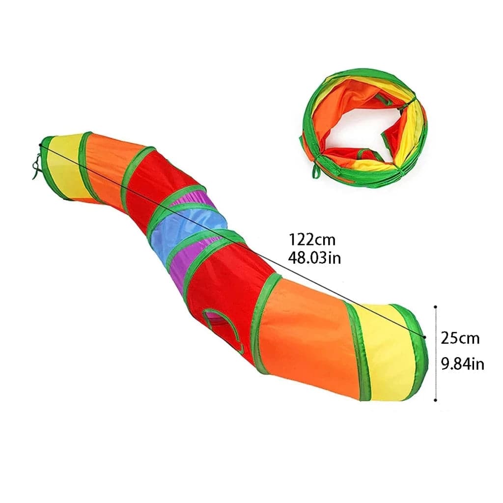 Cat Tunnel for Indoor Toys for Kittens Rainbow Interactive Foldable Crinkle Toy - TrendyPet's Zone