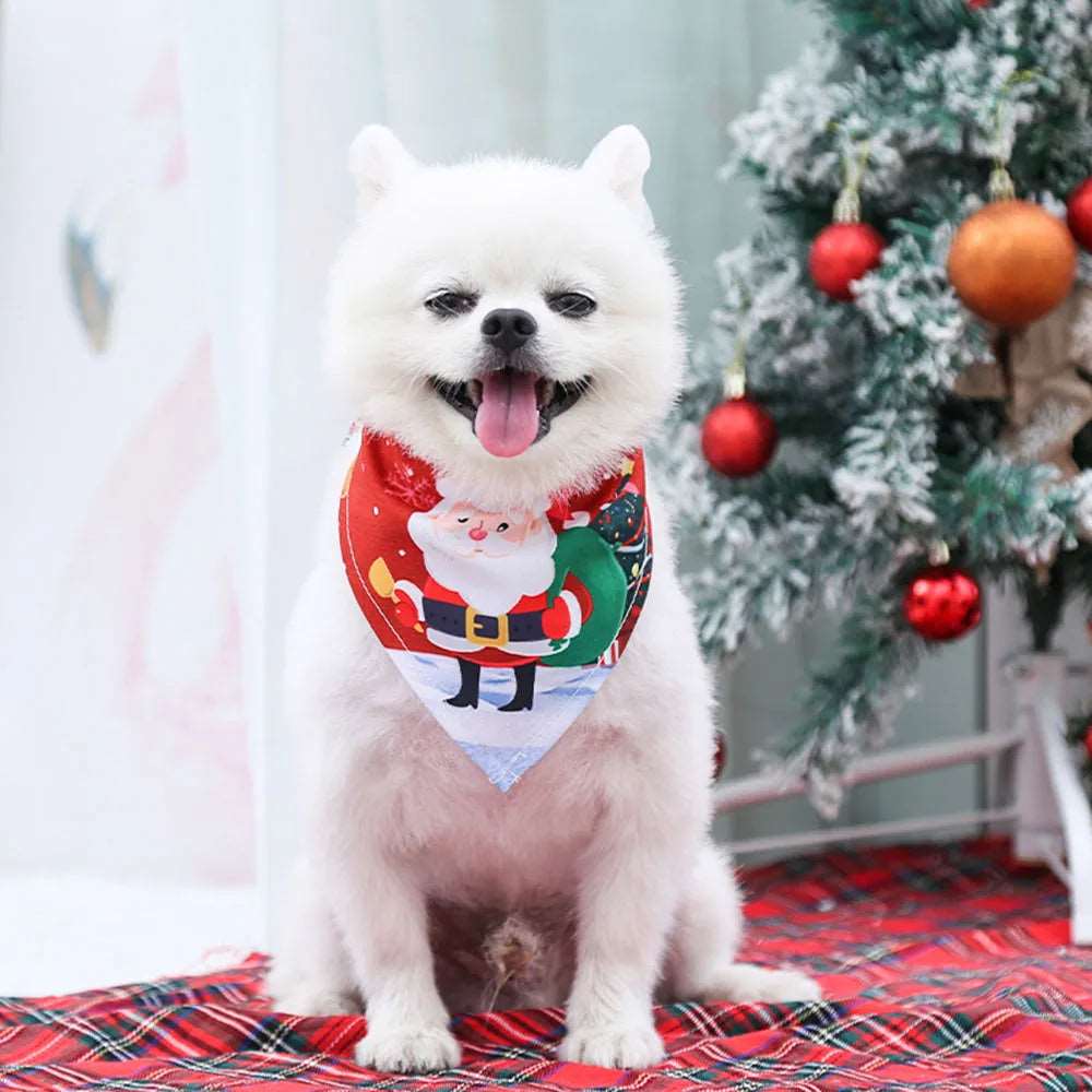 Christmas Pet Bandanas Festive Santa Claus Scarf - TrendyPet's Zone