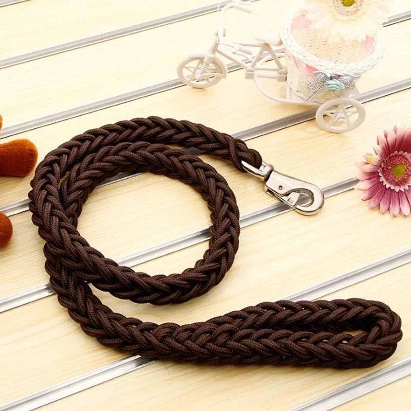 Coffee Super Strong Coarse Nylon Dog Leash Double Row Adjustable Collar For Medium Large Dogs - TrendyPet's Zone
