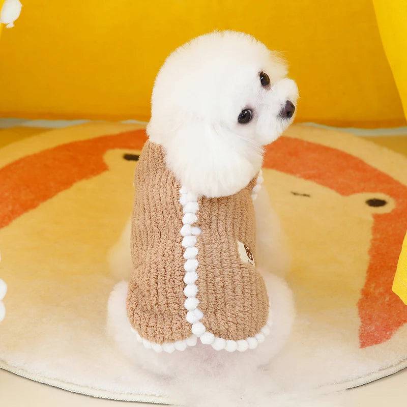 Coffee Winter Warm Apparel Soft Dog Cat Sweater Vest Coat - TrendyPet's Zone