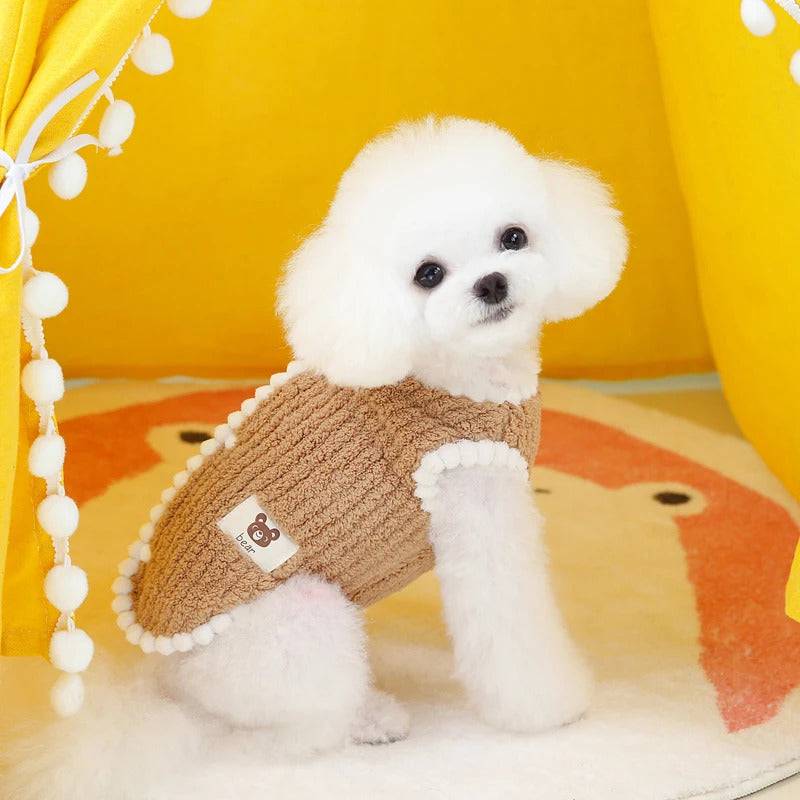 Coffee Winter Warm Apparel Soft Dog Cat Sweater Vest Coat - TrendyPet's Zone
