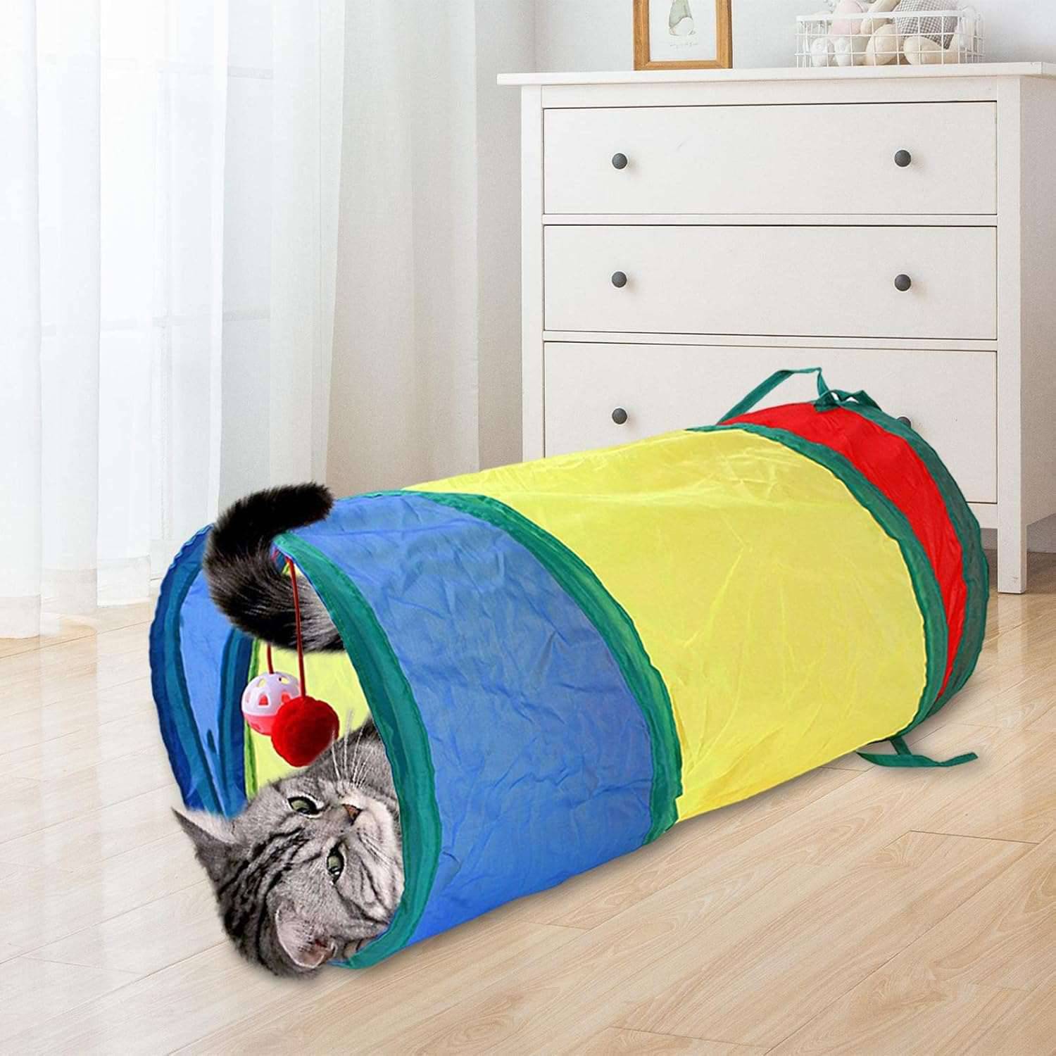 Collapsible Cat Tunnel Play Tent with Balls Pet Kitten Tubes Bed Interactive Toy - TrendyPet's Zone