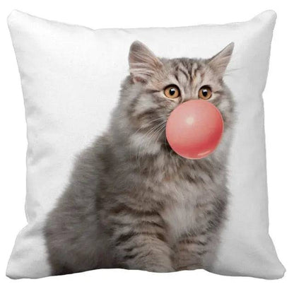 TrendyPet's Zone cushion cover featuring cute cat images, perfect for sofa or living room home decor, made of textile material.
