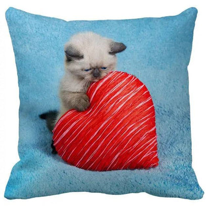 TrendyPet's Zone cushion cover with cute cat picture, perfect for sofa or living room home decor, textile pillowcase.