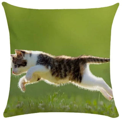 TrendyPet's Zone cushion cover with cute cat pictures, perfect for sofa or living room home decor, made of soft textile fabric.
