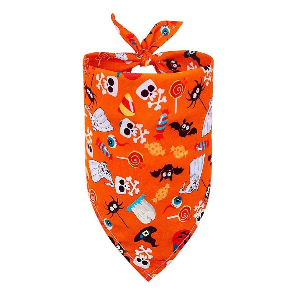 Cute Halloween Pet Bandana Bib Skull Bat Ghost Pattern - TrendyPet's Zone