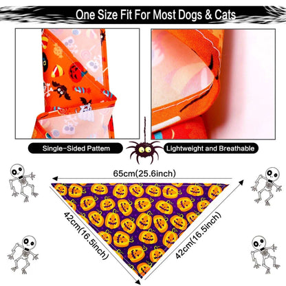 Cute Halloween Pet Bandana Pumpkin Pattern Costume Scarf Bib - TrendyPet's Zone