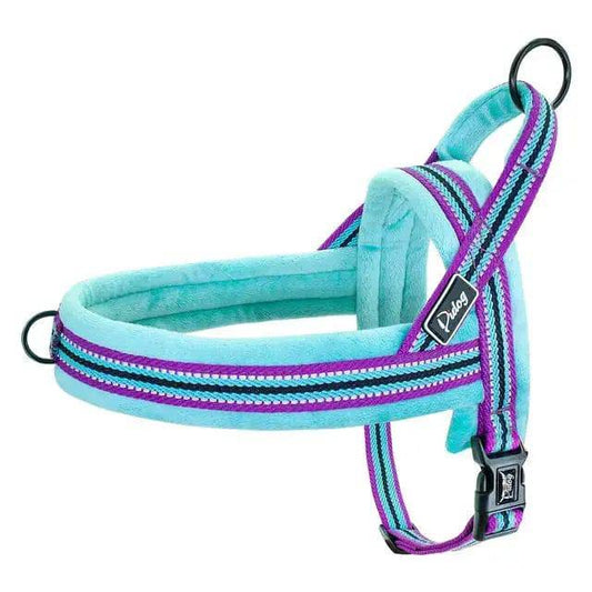 Cyan With Lines Warm Harness Vest Winter Soft Padded Pet Training Adjustable For Small Large Dog Puppy - TrendyPet's Zone