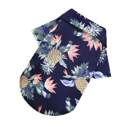 Dark Blue Pet Hawaiian Beach Style T-Shirts Thin Breathable Summer Clothes for Small Dog Puppy Pet Cat Kitten Vest - TrendyPet's Zone