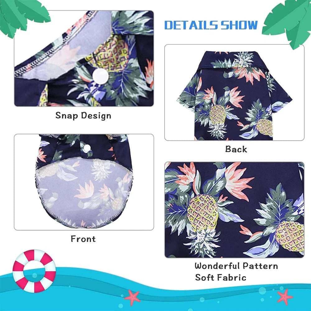 Dark Blue Pet Hawaiian Beach Style T-Shirts Thin Breathable Summer Clothes for Small Dog Puppy Pet Cat Kitten Vest - TrendyPet's Zone