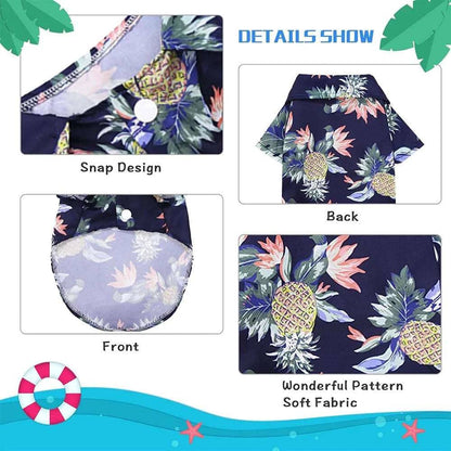 Dark Blue Pet Hawaiian Beach Style T-Shirts Thin Breathable Summer Clothes for Small Dog Puppy Pet Cat Kitten Vest - TrendyPet's Zone