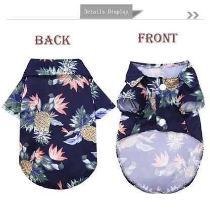 Dark Blue Pet Hawaiian Beach Style T-Shirts Thin Breathable Summer Clothes for Small Dog Puppy Pet Cat Kitten Vest - TrendyPet's Zone