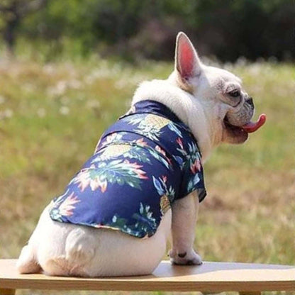 Dark Blue Pet Hawaiian Beach Style T-Shirts Thin Breathable Summer Clothes for Small Dog Puppy Pet Cat Kitten Vest - TrendyPet's Zone