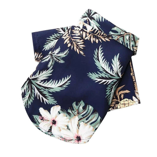 Dark Blue Pet Hawaiian Beach Style T-Shirts Thin Breathable Summer Clothes for Small Dog Puppy Pet Cat Kitten Vest - TrendyPet's Zone