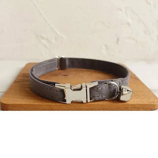 Dark Brown Cat Small Dog Collar with Bell Personalized Engraving ID Tag Nameplate Kitten Collars Necklace Small Dogs Puppy Bulldog Chihuahua Yorshire TRENDYPET'S ZONE