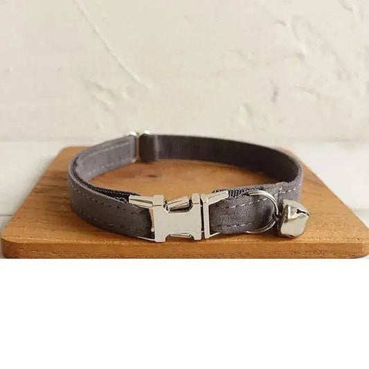 Dark Brown Cat Small Dog Collar with Bell Personalized Engraving ID Tag Nameplate Kitten Collars Necklace Small Dogs Puppy Bulldog Chihuahua Yorshire TRENDYPET'S ZONE