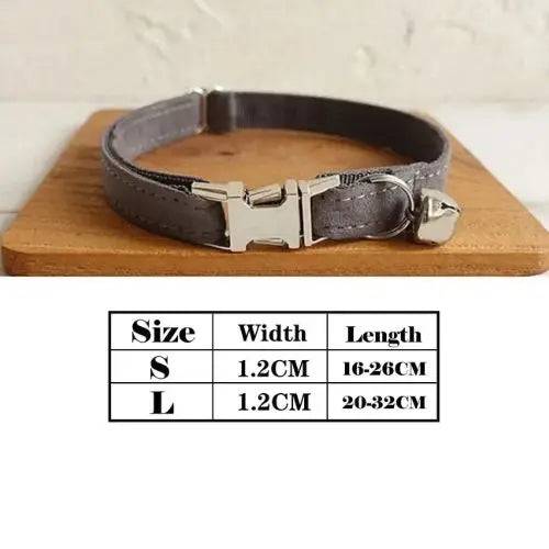 Dark Brown Cat Small Dog Collar with Bell Personalized Engraving ID Tag Nameplate Kitten Collars Necklace Small Dogs Puppy Bulldog Chihuahua Yorshire TRENDYPET'S ZONE
