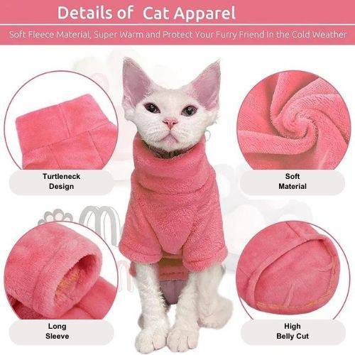 Coffee Turtleneck Sweater Coat Hairless Cat Winter Cloth - TrendyPet's Zone