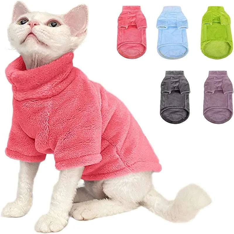 Coffee Turtleneck Sweater Coat Hairless Cat Winter Cloth - TrendyPet's Zone