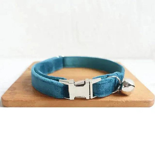 Dark Cyan Cat Small Dog Collar with Bell Personalized Engraving ID Tag Nameplate Kitten Collars Necklace Small Dogs Puppy Bulldog Chihuahua Yorshire TRENDYPET'S ZONE