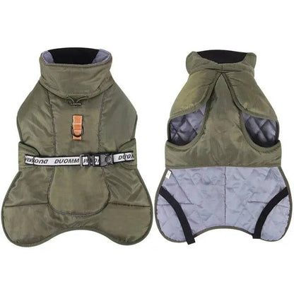 Dark Green Big Dog Jacket Waterproof Winter Warm Clothes for Medium Large Dogs Coat Costume Outfits - TrendyPet's Zone