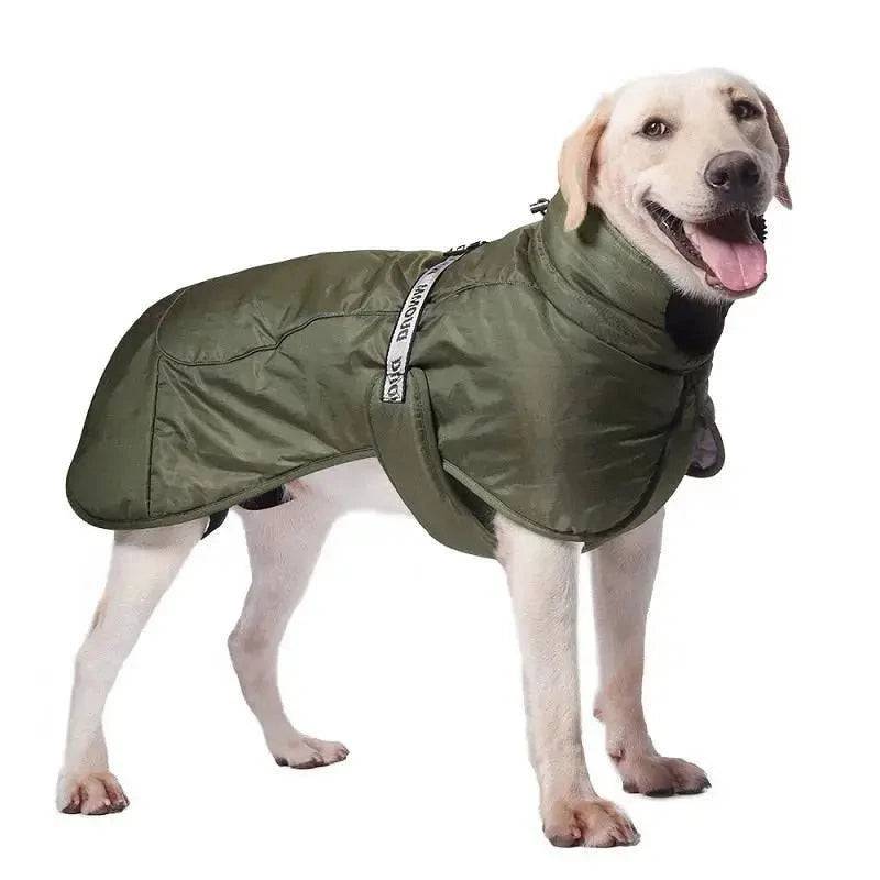 Dark Green Big Dog Jacket Waterproof Winter Warm Clothes for Medium Large Dogs Coat Costume Outfits - TrendyPet's Zone
