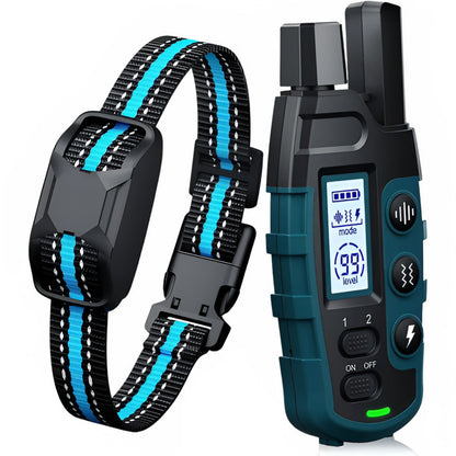 Dark green and black TrendyPet's Zone dog training shock collar with remote, waterproof, rechargeable, suitable for small to large dogs.