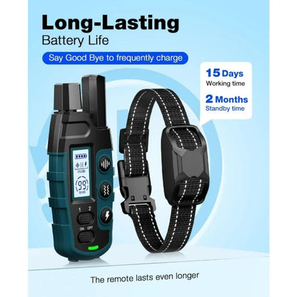 Dark green and black TrendyPet's Zone dog training shock collar with remote, waterproof, rechargeable, suitable for small to large dogs.