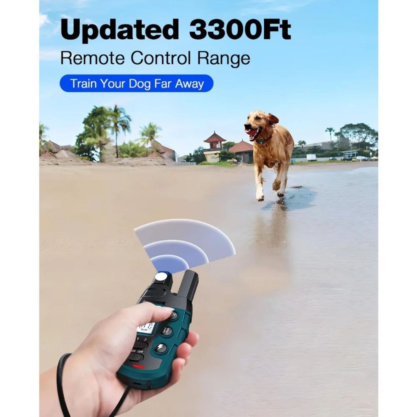Dark green and black TrendyPet's Zone dog training shock collar with remote, waterproof and rechargeable, for small to large dogs.