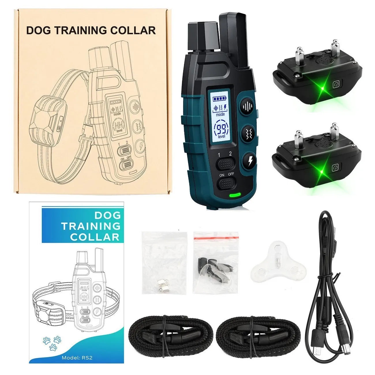Dark green and black electronic dog training shock collar with remote, waterproof, and rechargeable for small to large dogs by TrendyPet's Zone.