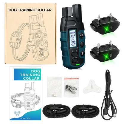 Dark green and black electronic dog training shock collar with remote, waterproof, and rechargeable for small to large dogs by TrendyPet's Zone.