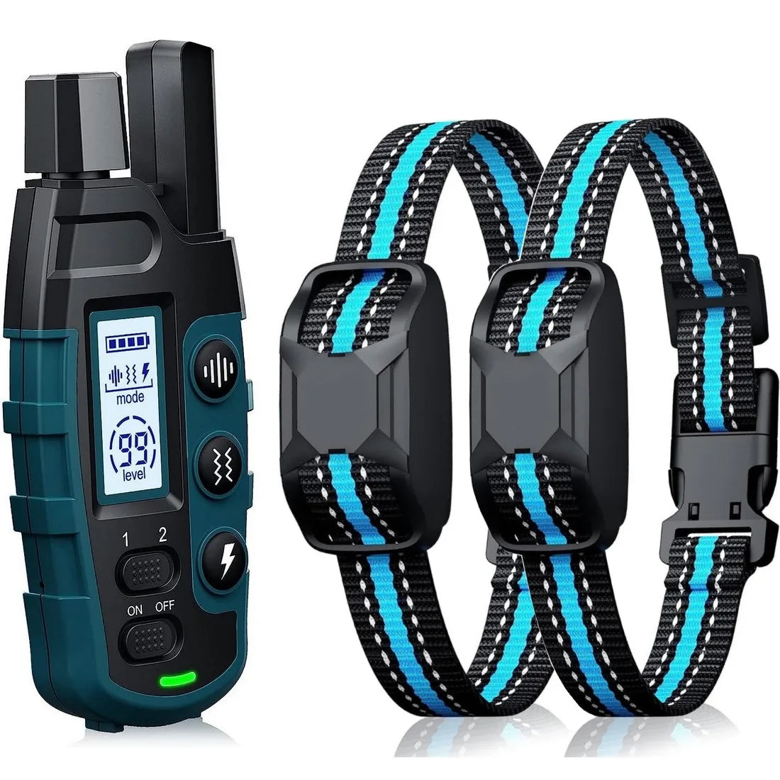 Dark green and black TrendyPet's Zone electronic dog training shock collar with remote, waterproof, rechargeable for small to large dogs.