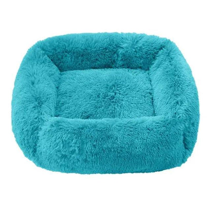 Dark Green Fluffy Dog Sofa Bed Square Pet Beds Cat Mat Plush Dogs House Indoor Winter Warm Pet Sleeping Kennel For Small Medium Large Dogs - TrendyPet's Zone
