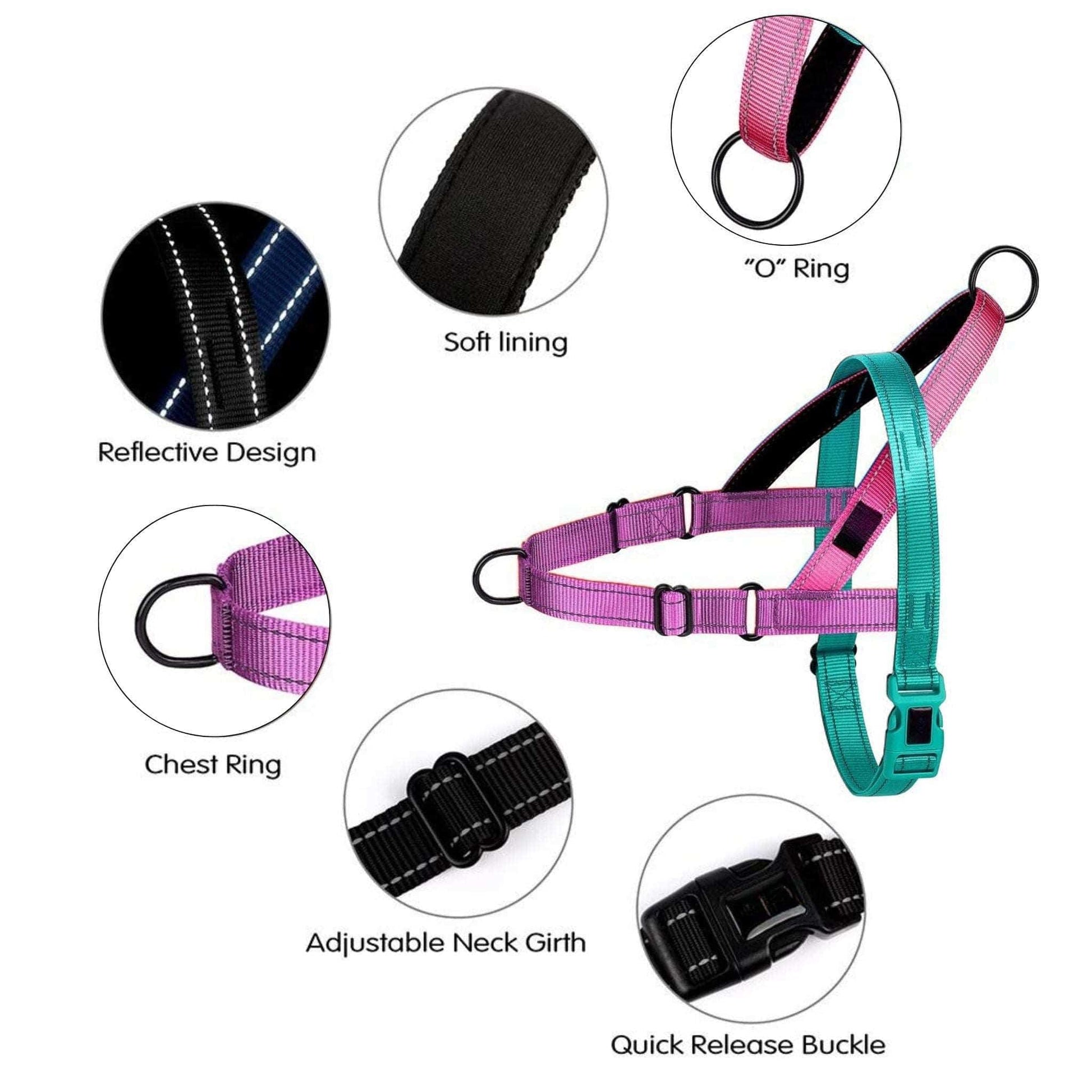 Dark Green Reflective Nylon Dog Harness Adjustable Pet Training Harnesses No Pull Puppy Walking Vest - TrendyPet's Zone