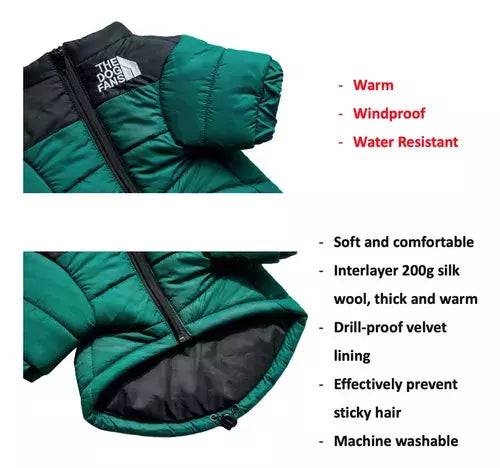 Dark Green Warm Stylish Dog Windproof Snow Cold Weather Coats Jackets for Puppies Small Medium Large Dogs - TrendyPet's Zone