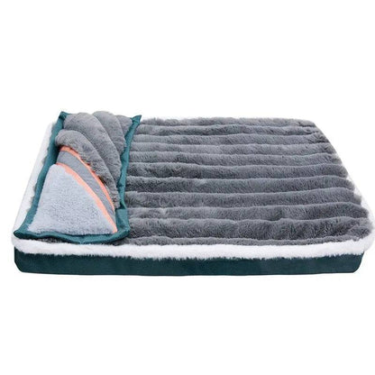 Dark Grey Dog Sleeping Pad Bed With Pillow Soft And Comfortable Warm Removable And Machine Washable - TrendyPet's Zone