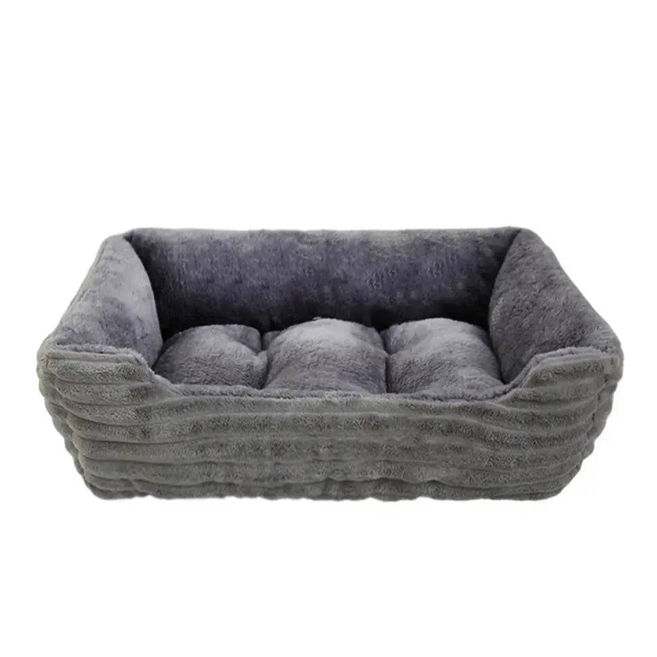 Dark Grey Pet Cat Dog Bed Cushion Square Soft Plush Kennel Dog Bed for Small Medium Dogs Cat Puppy Accessories Pet Sleep House Waterproof TRENDYPET'S ZONE